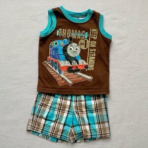 Thomas & Friends 2 Piece Matching Set Train Print Sleeveless Shirt & Shorts 12M